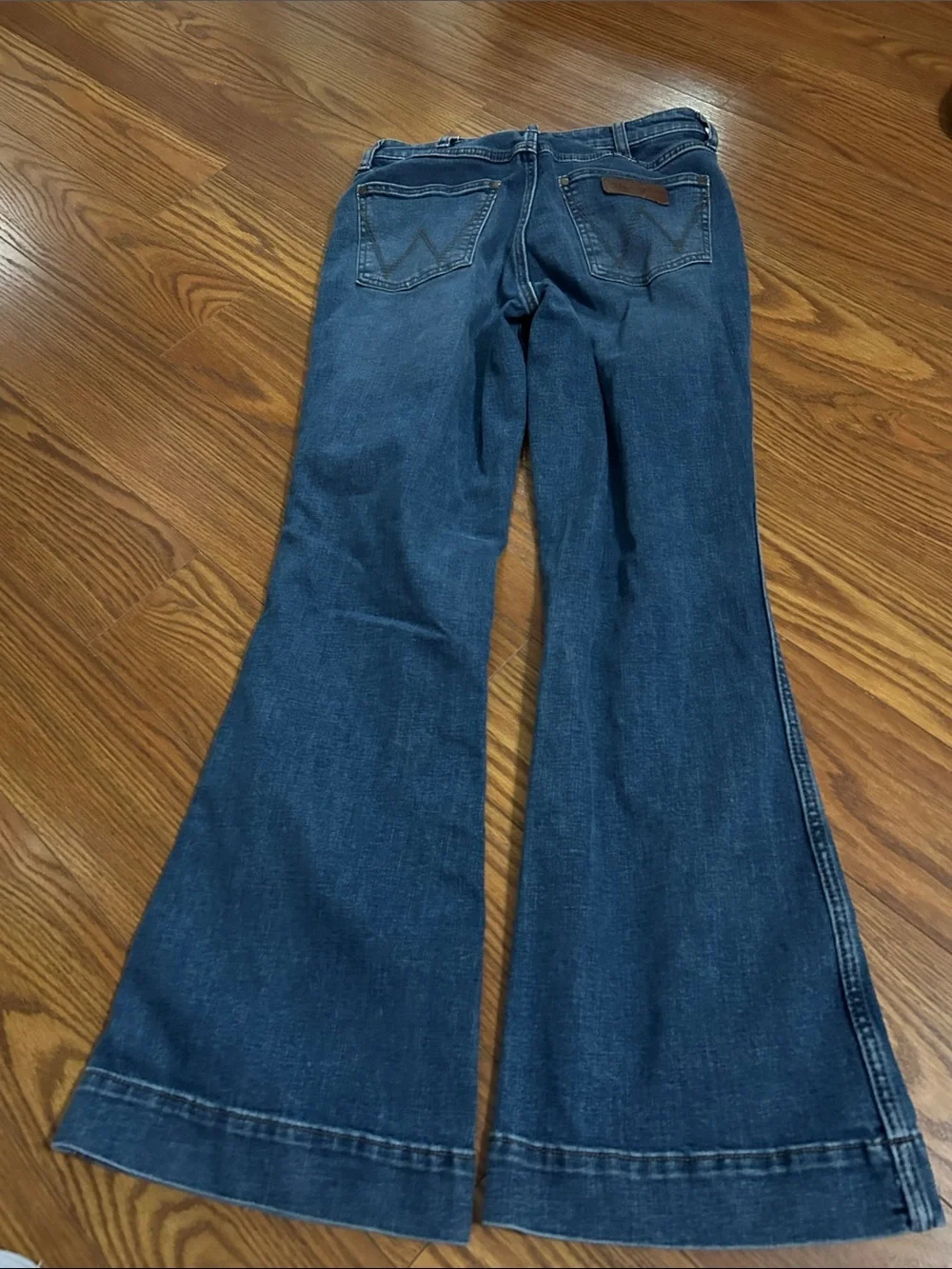 Wrangler Retro Western Boho Flare Trouser Med Wash Stretch Denim Size 29x32